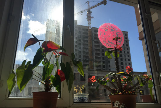 代州营村，李俊伟住的楼房外，盖起了新楼。
