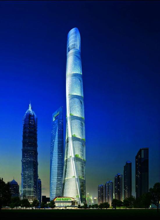 世界第二高楼上海中心大厦完工 55秒可达119