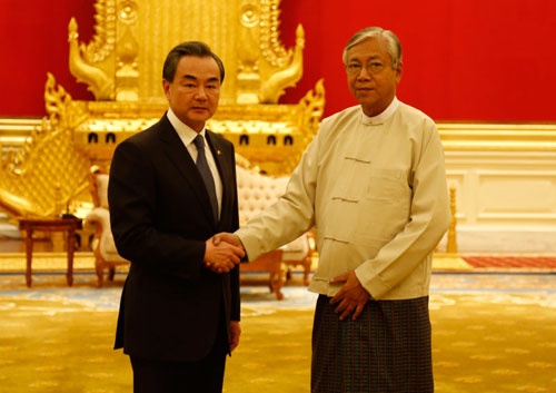 王毅在内比都会见缅甸总统廷觉
