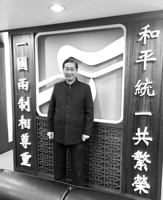 图为台湾“中华统一促进党”总裁张安乐近照。
