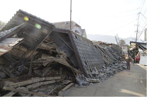 被地震毁坏的房屋。