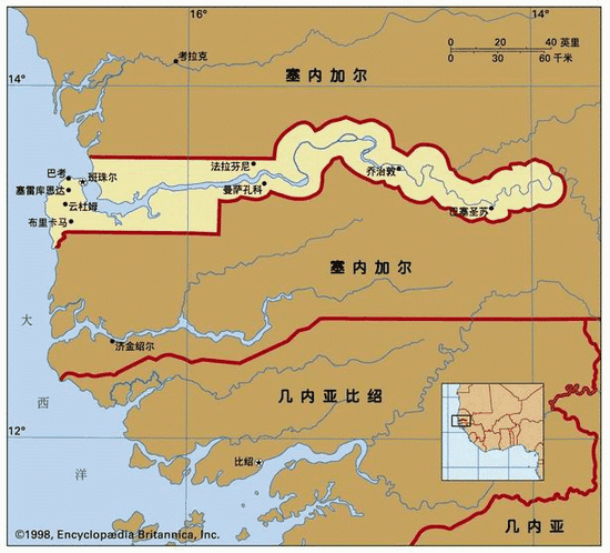 冈比亚位置示意图