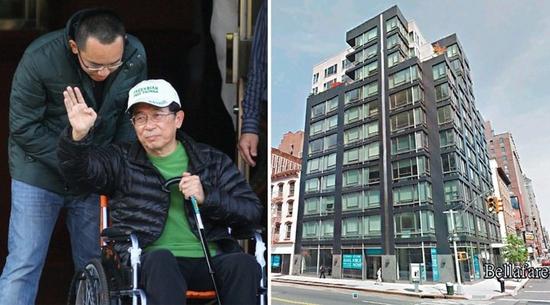 被美国司法单位认定涉及扁家洗钱的纽约曼哈坦公寓住宅（右），五楼B座屋主曾是陈致中（左图左）