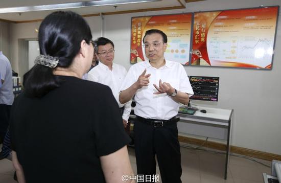 李克强总理6月20日下午到中国人民银行考察