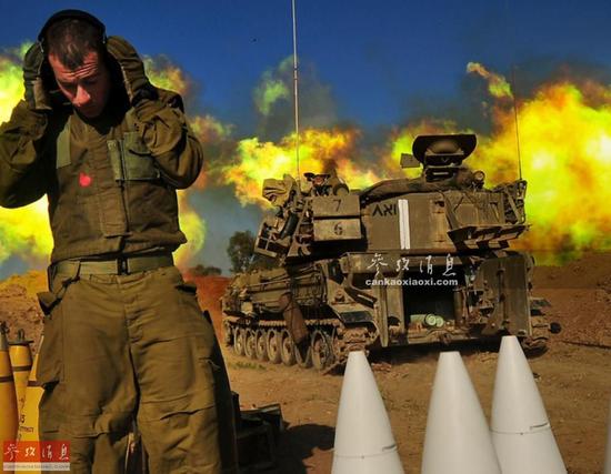 图为以色列陆军M109火炮开炮瞬间。