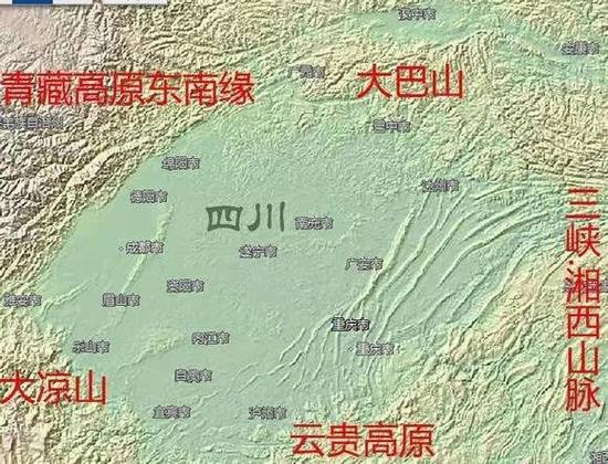 四川地形图。