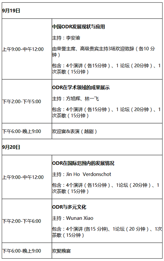 主体会议日程