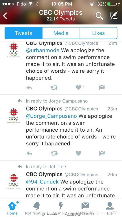 CBC官方推特发文道歉。