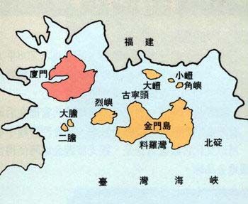 国共1958年八二三炮战位置示意图。（图片来自台媒）