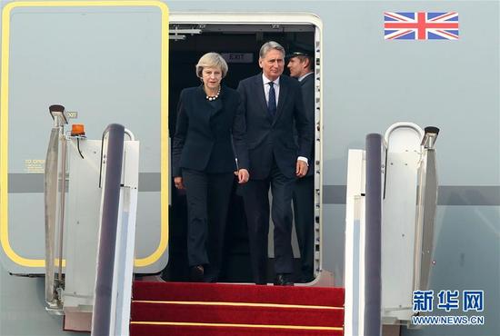  9月4日，出席二十国集团（G20）杭州峰会的英国首相特雷莎·梅抵达杭州。