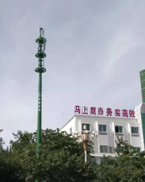 三亚市政府大院内的通信基站（“铁塔微报” 图）