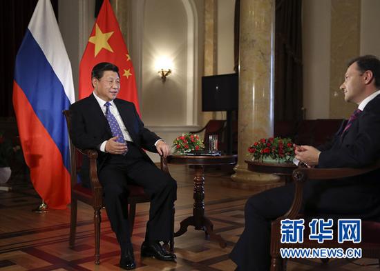 2014年2月7日，国家主席习近平在俄罗斯索契接受俄罗斯电视台专访。新华社记者 兰红光 摄