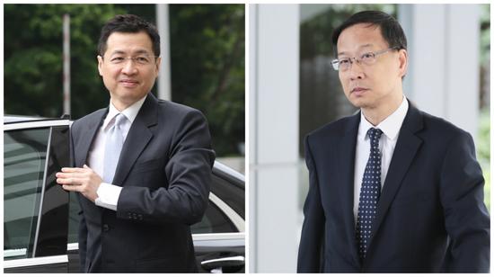 代表政府的两名资深大律师余若海(右)及莫树联(左)。