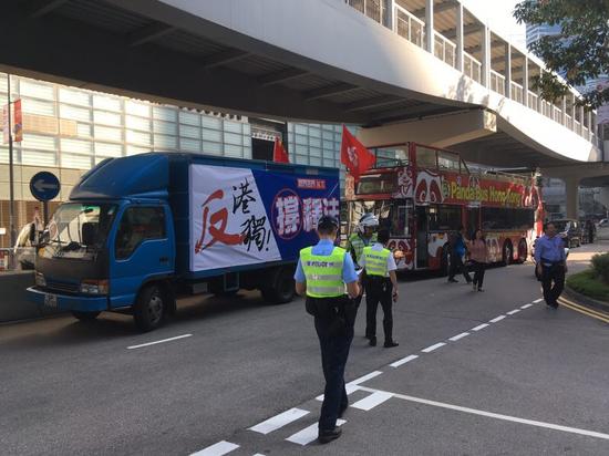 香港新界举行汽车游行“撑释法、反港独”