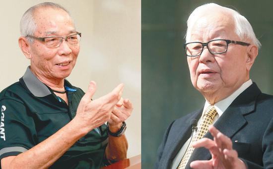 台积电董事长张忠谋（右）、巨大董事长刘金标（左）今（9日）先后宣布请辞蔡英文办公室“资政”。（台湾《联合报》系资料图）