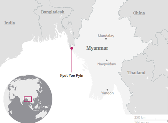 位于缅甸与孟加拉国边境的罗兴亚人聚居区