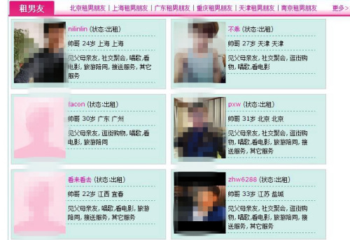 图为某租友网站的出租信息