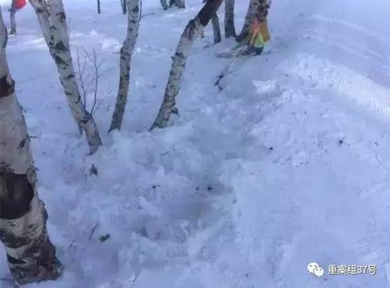 ▲女生滑雪遇难事发现场。    网络图片