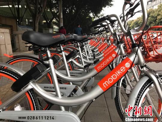 成都街头的摩拜单车。　刘婷　摄
