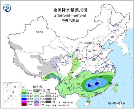 明天起，南方雨势加强，部分地区有暴雨。