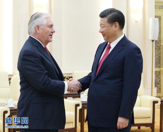 习近平会见蒂勒森。资料图