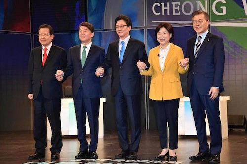韩国五党候选人共需进行6场左右电视辩论。（图片来源：韩联社）