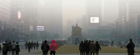 资料图：韩国的雾霾天气。