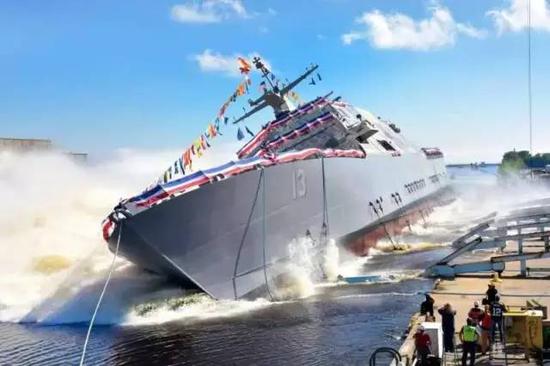 ▲美国海军“威奇塔”号（LCS-13）濒海战斗舰，下水时间：2016年9月17日