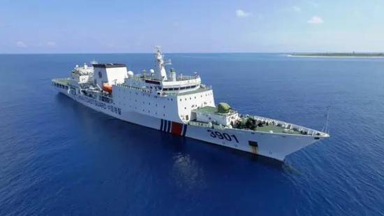 ▲首次执行巡航任务的“世界上最大执法公务船”——中国海警3901