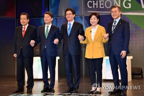 资料图:韩国大选5位主要候选人。(图片来源:韩联社)