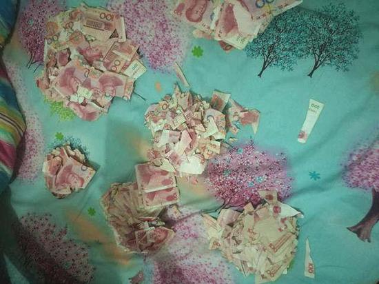 5岁孩子将5万元撕成碎片 银行称无法兑换整币（组图） - 2