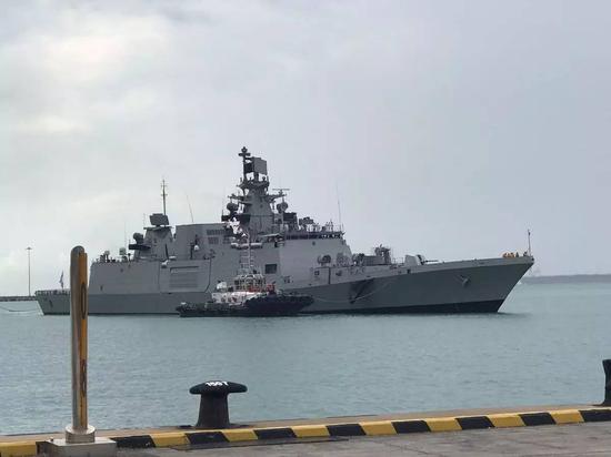 ▲参加此次印新联合军演的一艘印度海军护卫舰