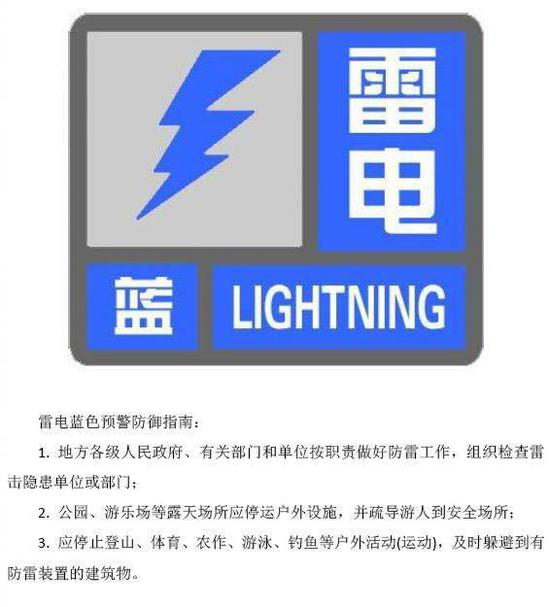 北京发布雷电蓝色预警信号 22时前有分散性阵雨