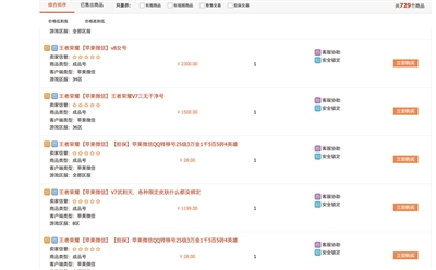 昨日,某网络平台公开售卖王者荣耀的账号,有的账号被卖到数千元。
