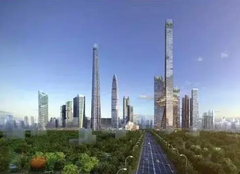 罗湖区蔡屋围城市更新统筹片区规划(沿深南路透视图)