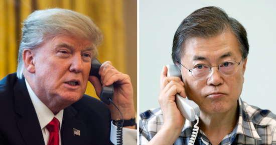 韩美总统通电话讨论对朝政策