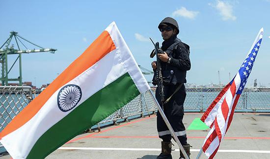 当地时间2017年7月10日，印度金奈，日本、美国和印度联合海上军演启动。视觉中国 资料图