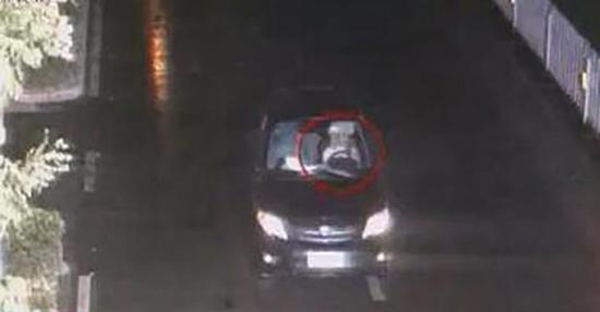 监控抓拍"婴儿驾车"。  图片来源于安庆网络广播电视