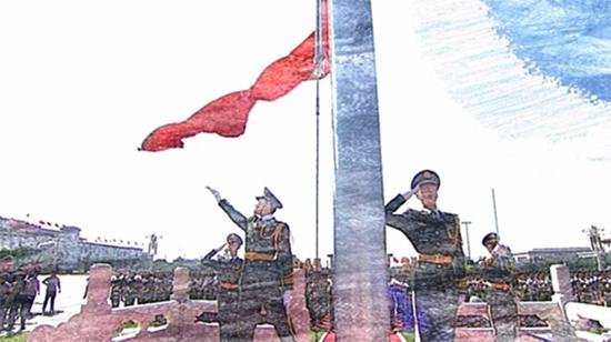 中国人民武装警察部队北京总队天安门支队国旗护卫队正在执行升国旗任务。资料图