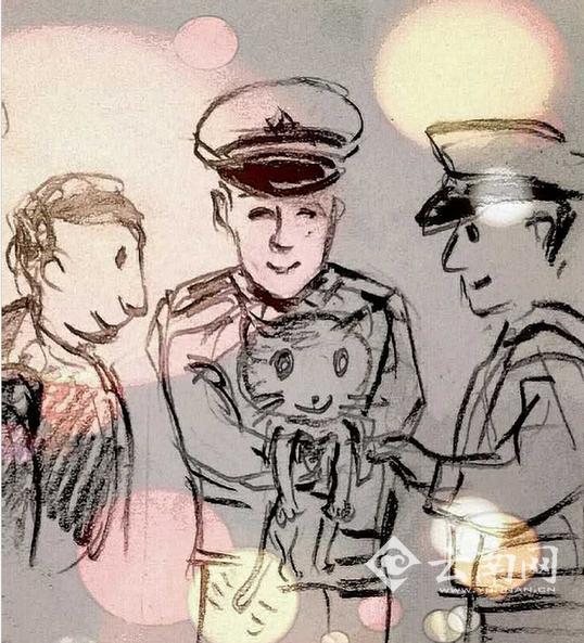 网友手绘的漫画。（图片来源：昆明交警）
