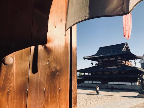 日本第一个世界遗产建筑 法隆寺大殿外景