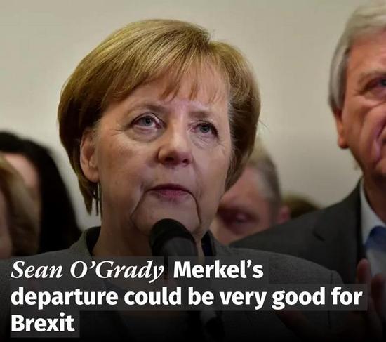 图：就在德国政坛跌宕之际，英国的《独立报》却急着发表文章说，默克尔要是离开，对英国的脱欧倒是一件很好的消息，暗讽默克尔对英国的脱欧谈判态度太过严苛，简直是看热闹不嫌事大。
