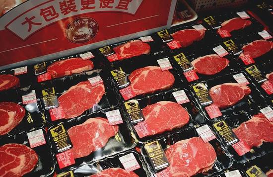 ▲中国超市中的澳大利亚牛肉（法新社）
