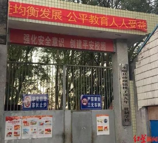 桃子溪小学大门口 来源:红星新闻