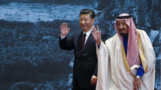 中国国家主席习近平与沙特国王萨勒曼