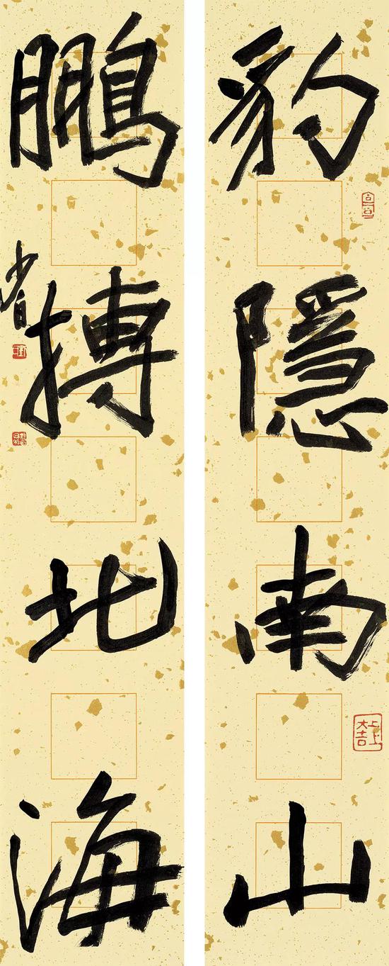 豹隐鹏博联 68cm×13cm×2 2018年