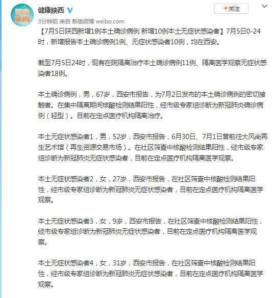 【陕西增1例本土病例
 /陕西增1例本土确诊】
