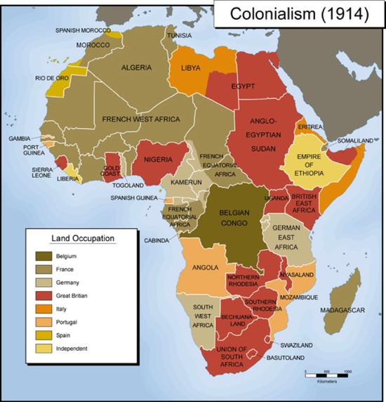 1914年列强殖民非洲示意图