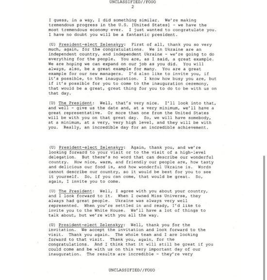 白宫公布特朗普与泽连斯基首次通话记录(全文)