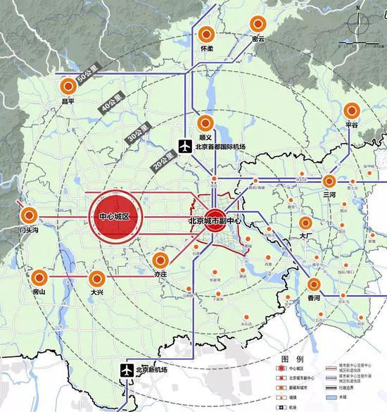 城市副中心与周边地区交通骨架网络示意图(北京市规划和国土资源管理委员会供图)